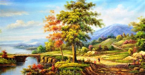 lukisan krayon pemandangan alam