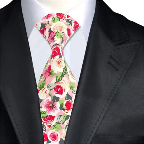 Buy 100 Cotton Pink Mens Neckties With Flower Fashion