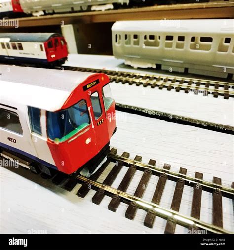 Model Of London Underground Tube Trains On Display Stock Photo Alamy