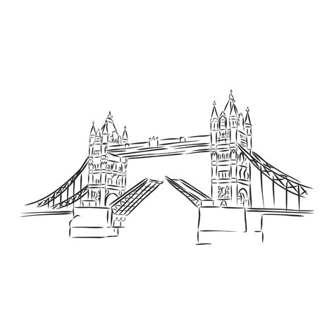 Tower Bridge Hand Zeichnen Skizze Abbildung London Wahrzeichen