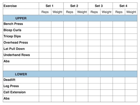 Exercise Program Template Excel