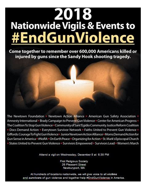 Candlelight Vigil To End Gun Violence First Religious Society Of Newburyport