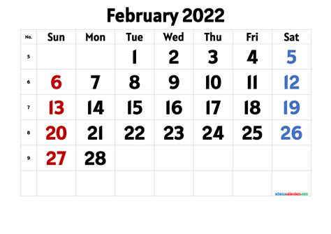 Free Printable 2022 Calendar February Pdf And Image
