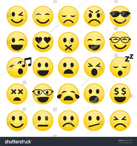 Set Emoticons Emoji Faces Icons Simple Image Vectorielle De Stock