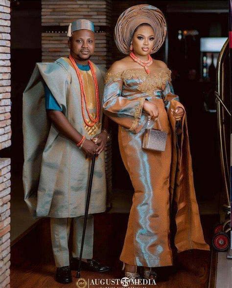 Burnt Orange And Teal Aso Oke For Couplestwo Toned Aso Oke Nigerian