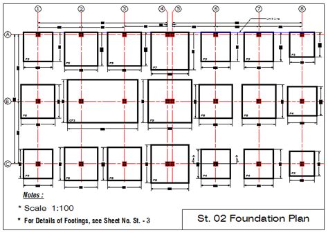 Foundation Plan Of Footings Of 12 Story Building Dwg File Cadbull