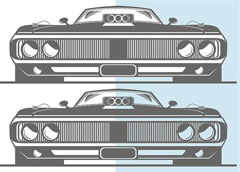 Best Stencil Muscle Car Hot Rod Car Illustrations Royalty Free Vector