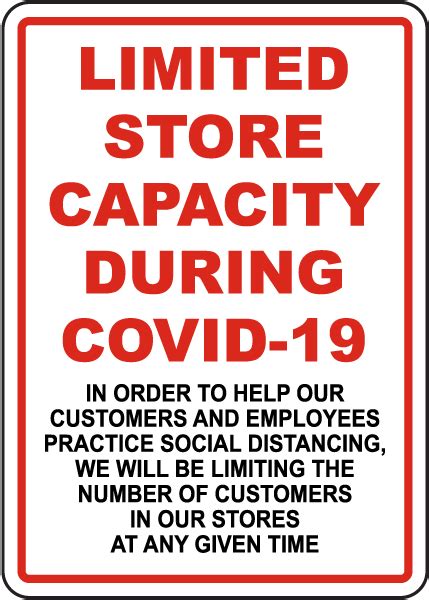 In addition, there were 805 cases were reported from saturday to sunday, and 777 from sunday to monday. Limited Store Capacity During COVID-19 Sign D6080, by ...