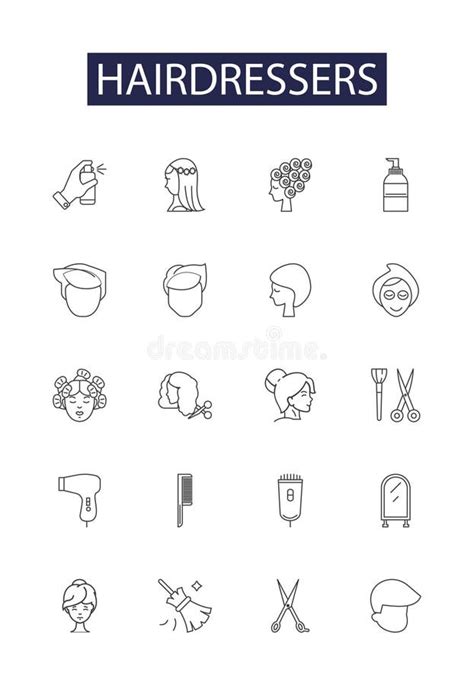 Hairdressers Line Vector Icons And Signs Haircut Hairdresser Salon