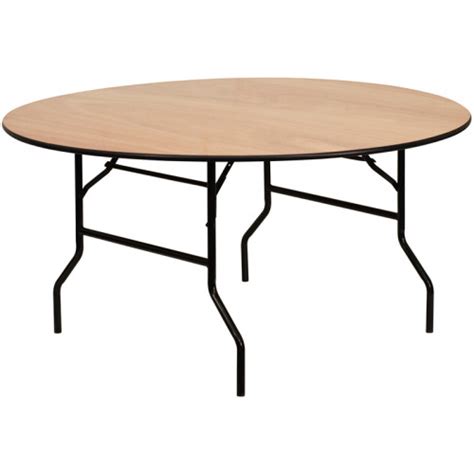 Flash Furniture 60 Round Wood Folding Banquet Table With Clear Coated