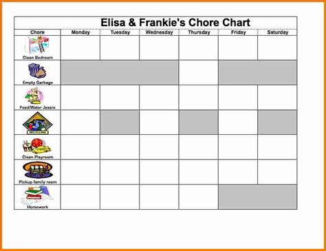 50 Weekly Chore Chart Template Excel Ufreeonline Template