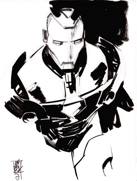 Original Iron Man Sketch Art By Alex Maleev From Marvel Avengers Comics