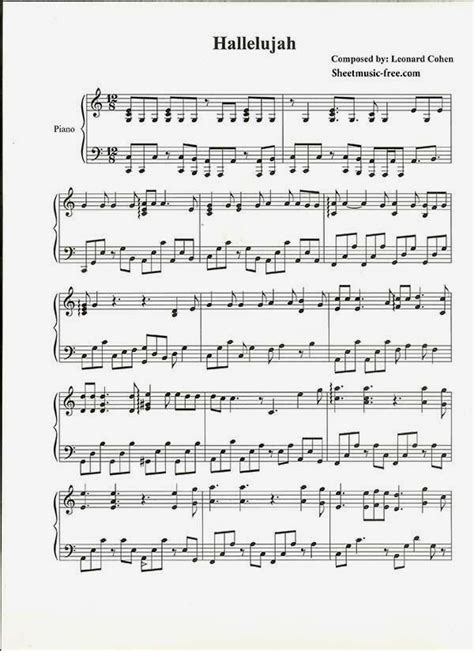 Besides there are a few songs/files that i couldn't translate (missing title or unreadable), if anyone knows the songs, please let me know as well. Download Hallelujah Piano Sheet Music Leonard Cohen. Download free Hallelujah Piano Sheet Music ...