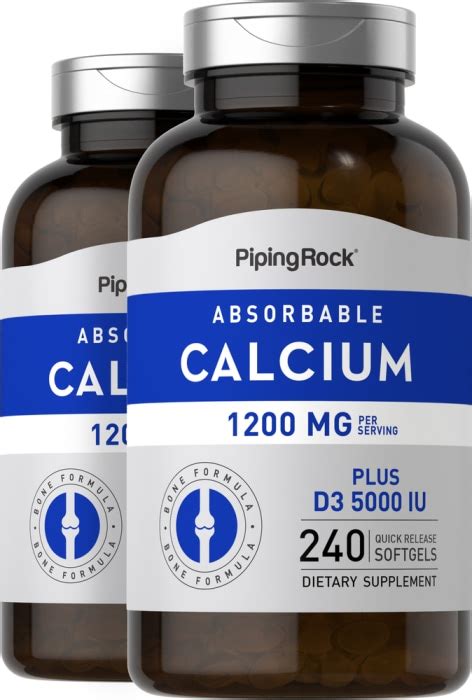 Absorbable Calcium 1200 Mg Plus D3 5000 Iu 240 Softgels X 2 Bottles