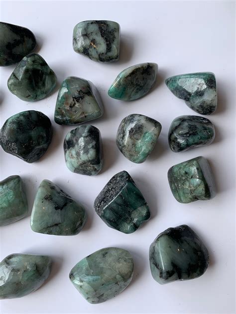 Beautiful Tumbled Emerald Healing Gemstones Emerald Tumbled Stones