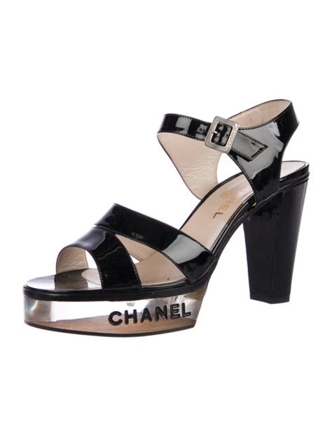 Chanel Logo Platform Sandals Shoes Cha282159 The Realreal