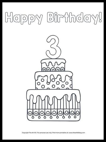 Free Happy 2nd Birthday Cake Coloring Page The Art Kit