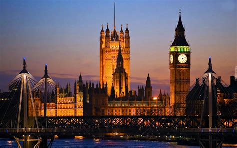 Big Ben Pałac Westminster Most Nocna Panorama Londynu