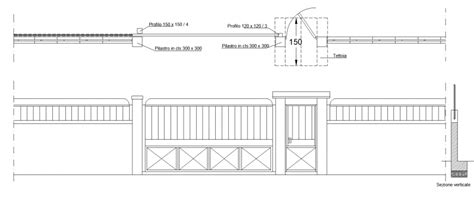 Entrance Gate Detail Elevation And Section 2d View Layout File Cadbull