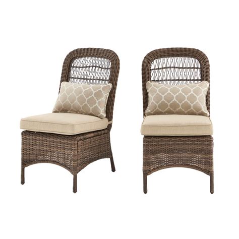 Sleek, modern, and durable, these chairs have a tk classics when you create a luxurious outdoor living or dining scene with tk classics, you can count on prices that will make you smile and. Hampton Bay Beacon Park Brown Wicker Outdoor Armless ...
