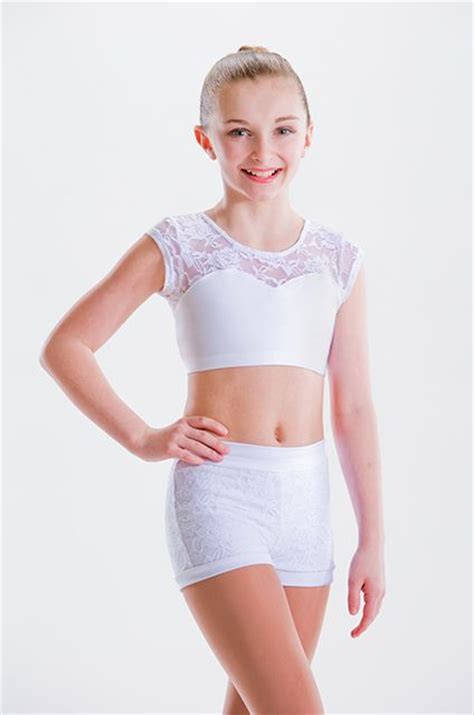 Sadie Jane Dancewear White Sweetheart Cap Sleeve Crop Top With Lace 24 00