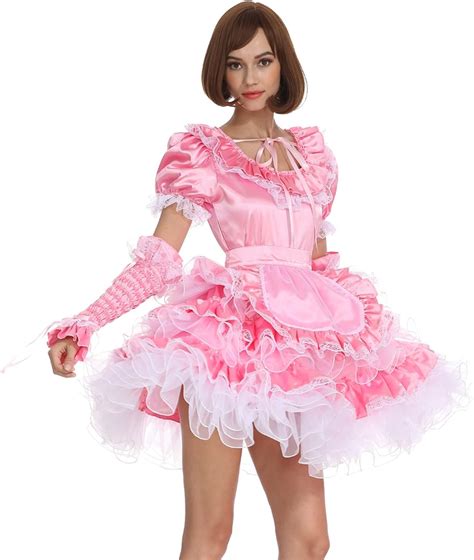 Buy Women Sissy Maid Pink Lockable Dress Puffy Crossdress Puff Ball Sleeves Online In India