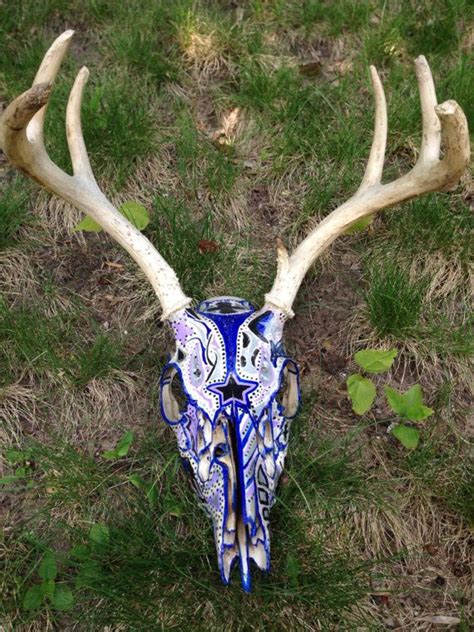 Painted Deer Skull Etsy Painted Deer Skulls Deer Skulls Deer