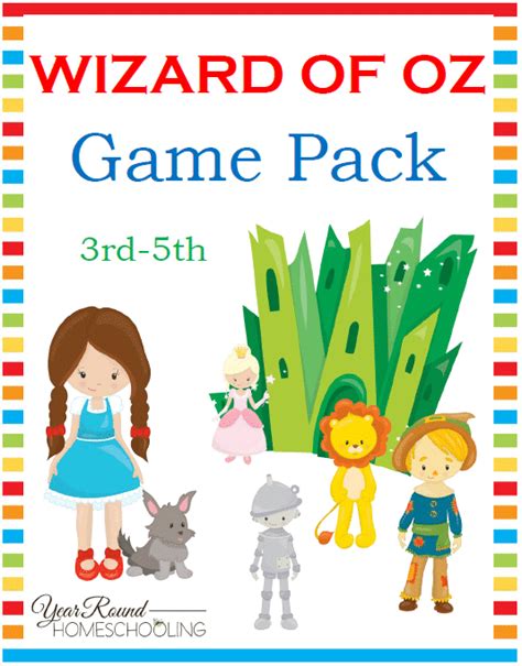 Free Wizard Of Oz Game Pack 3rd 5th Year Round Homeschooling