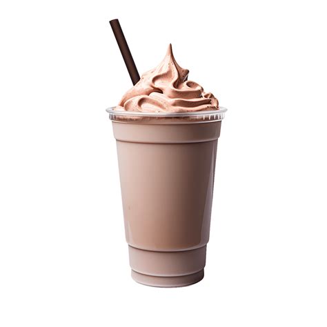 Chocolate Milkshake On Plastic Cup Transparent Background Ai Generated