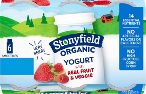 stonyfield organic lowfat yogurt smoothies very berry 6 ct qfc