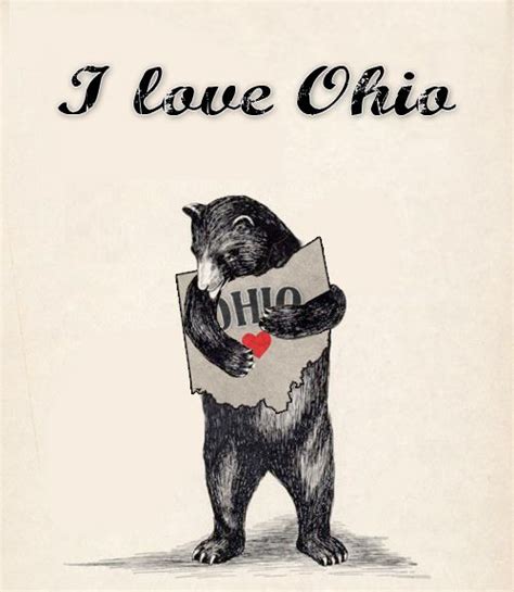 An Old Book With A Bear Holding A Sign That Says I Love Ohio On It