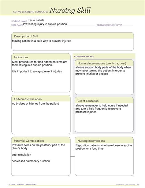 Active Learning Template Nursing Skill Form Active Learning Templates