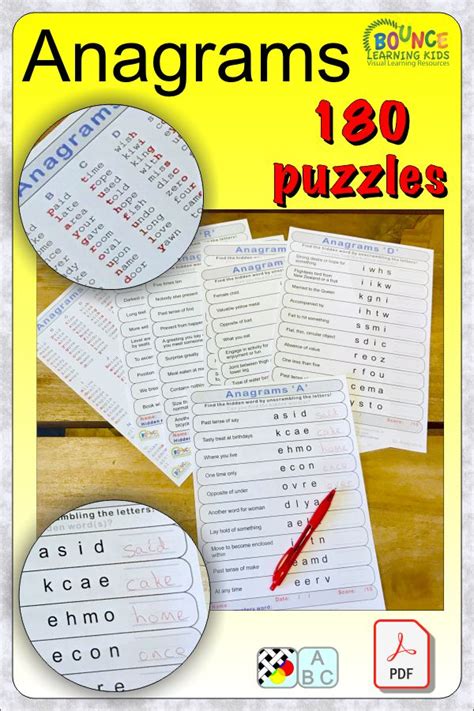 Printable Anagram Worksheets