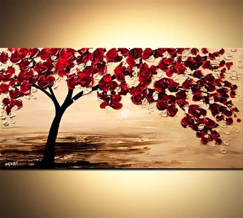 Landscape Blooming Trees Painting Original Abstract Modern