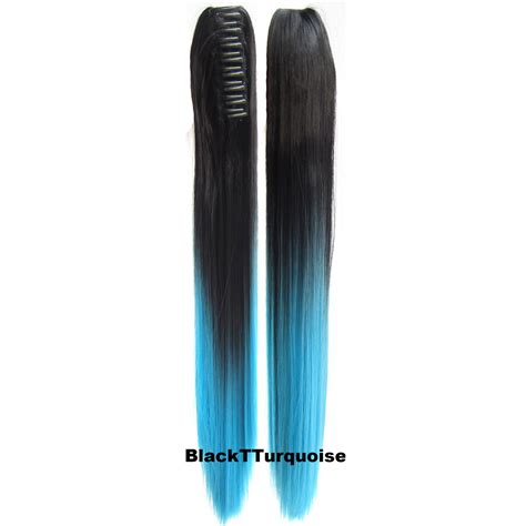 22 170g Dip Dye Ombre Ponytail Claw Pony Tail Clip In Straight Hair