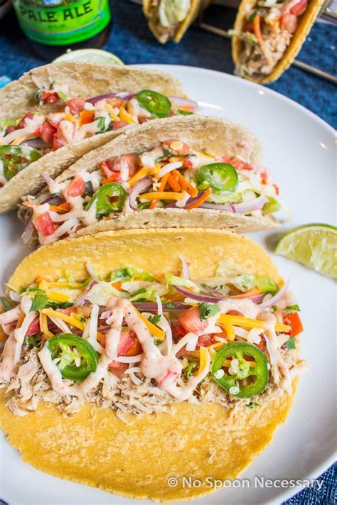 Beer Braised Baja Chicken Tacos In The Slow Cooker No Spoon Necessary