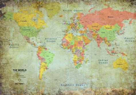 World Map Atlasgeographypolitical Poster Print A0 A1 A2 A3 A4 A5 A6