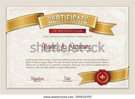 Certificate Recognition Vintage Frame Landscape Stock Vector Royalty