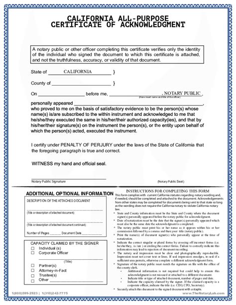 California Acknowledgment Form Fill Out And Sign Prin