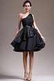 Elegant Black One Shoulder Prom Dresses 2015 Knee Length Organza ...