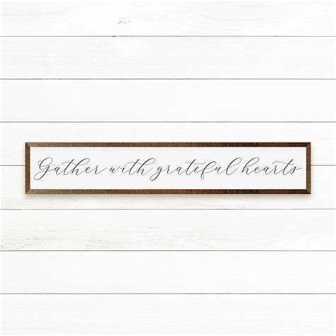 Gather With Grateful Hearts Framed Wood Sign Farmhouse Etsy