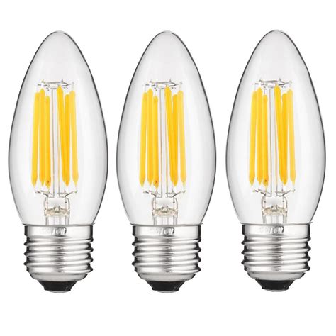 Instead, we need to use a measurement for visible light energy: Sunlite 60-Watt Equivalent B11 Dimmable Clear Filament Chandelier LED Light Bulb in Warm White ...