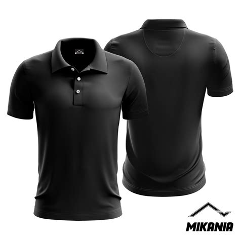 Black Polo Microfiber Plain Jersey Collar Tshirt Jersi Tshirt