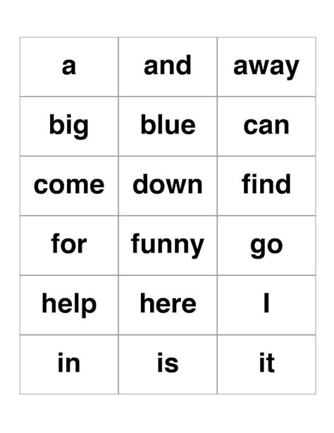Sight Words Multiple Printable Flash Cards