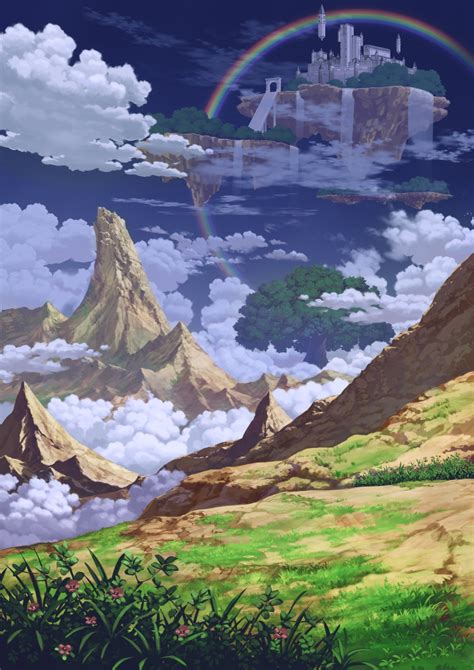 Safebooru Above Clouds Blue Sky Castle Clouds Commentary Request Fantasy Floating Castle
