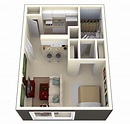 Planos de apartamentos pequeños de un dormitorio, diseños | Construye Hogar