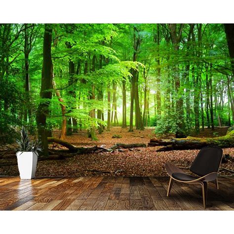 Custom Green Forest Natural Landscape 3d Wallpaperliving Room Sofa Tv