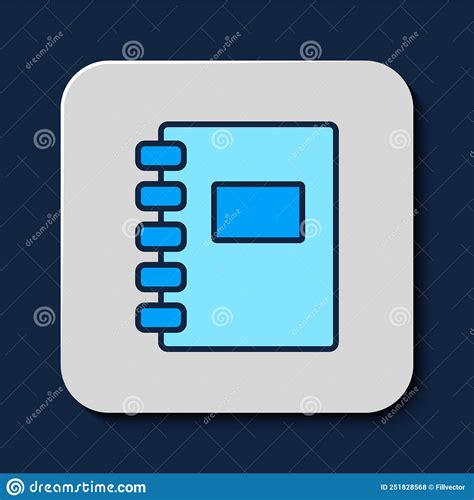 Filled Outline Notebook Icon Isolated On Blue Background Spiral