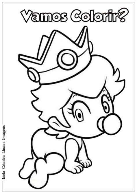 Desenho Super Mario Bros Princesa Peach Baby Para Colorir