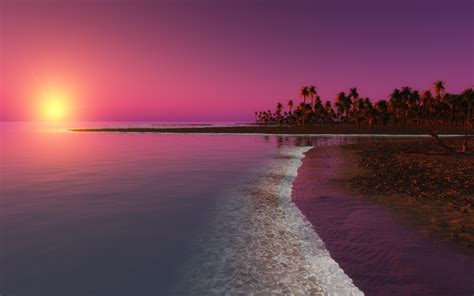 Digital Coastal Beach Sunset Wallpapers Hd Wallpapers Id 14760
